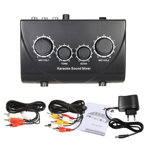 <strong>Portable</strong> Karaoke Sound Audio Stereo Echo Mixer Dual Microphone <strong>Inputs</strong> With RCA Cable Power Adapter for TV PC Smartphone Amplif - Product Image 3