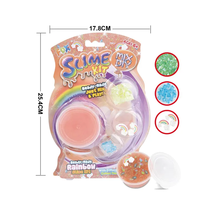 Retail Hot Sale Promotion Slime Maker Set Crystal Slime Rainbow Decorations Slime Kit for Girls