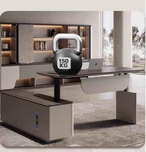 Sang trọng hiện đại Convertible MDF 1.8m l-hình dạng Chiều cao bàn có thể điều chỉnh với ngăn kéo bàn văn phòng - Product Image 1