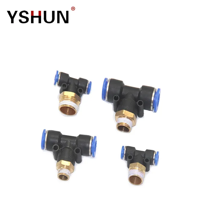 Fitting Manufacturer YSHUN PB Male Branch Tee Plastic Copper Fitting Push In Fitting Pu Pipe Fitting