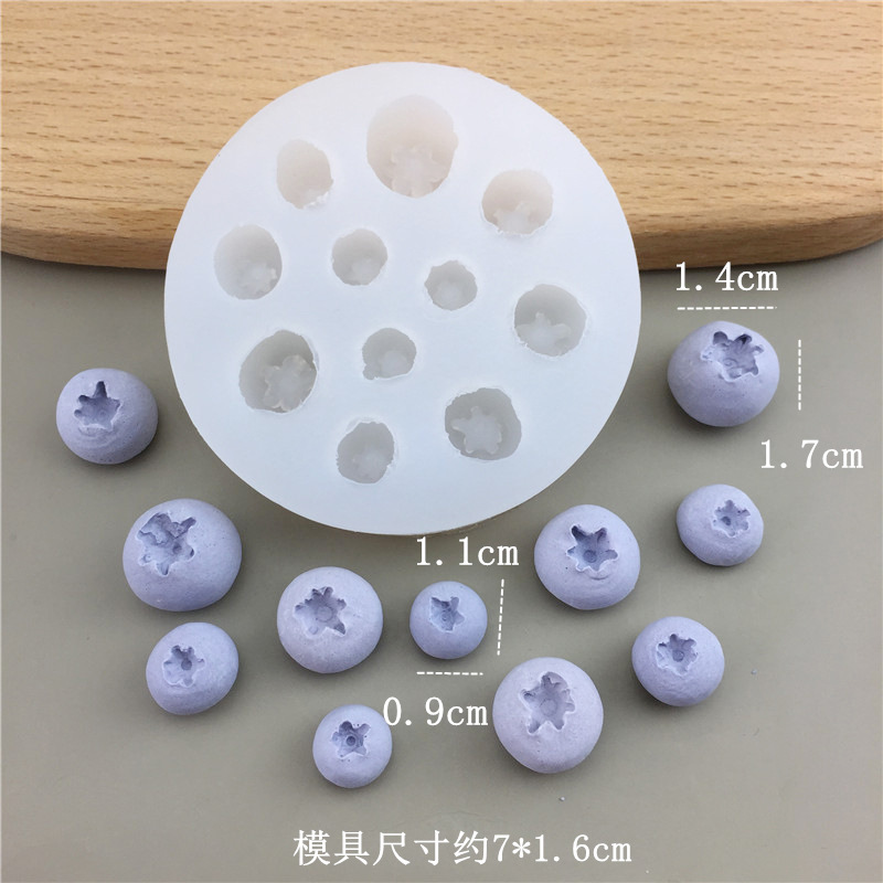 Mixed sizes of semi-transparent blueberry mold