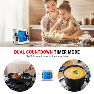 ThermoPro TM02 Dual <strong>Digital</strong> Kitchen <strong>Timer</strong> <strong>With</strong> Calendar <strong>Clock</strong> Mode - Product Image 2