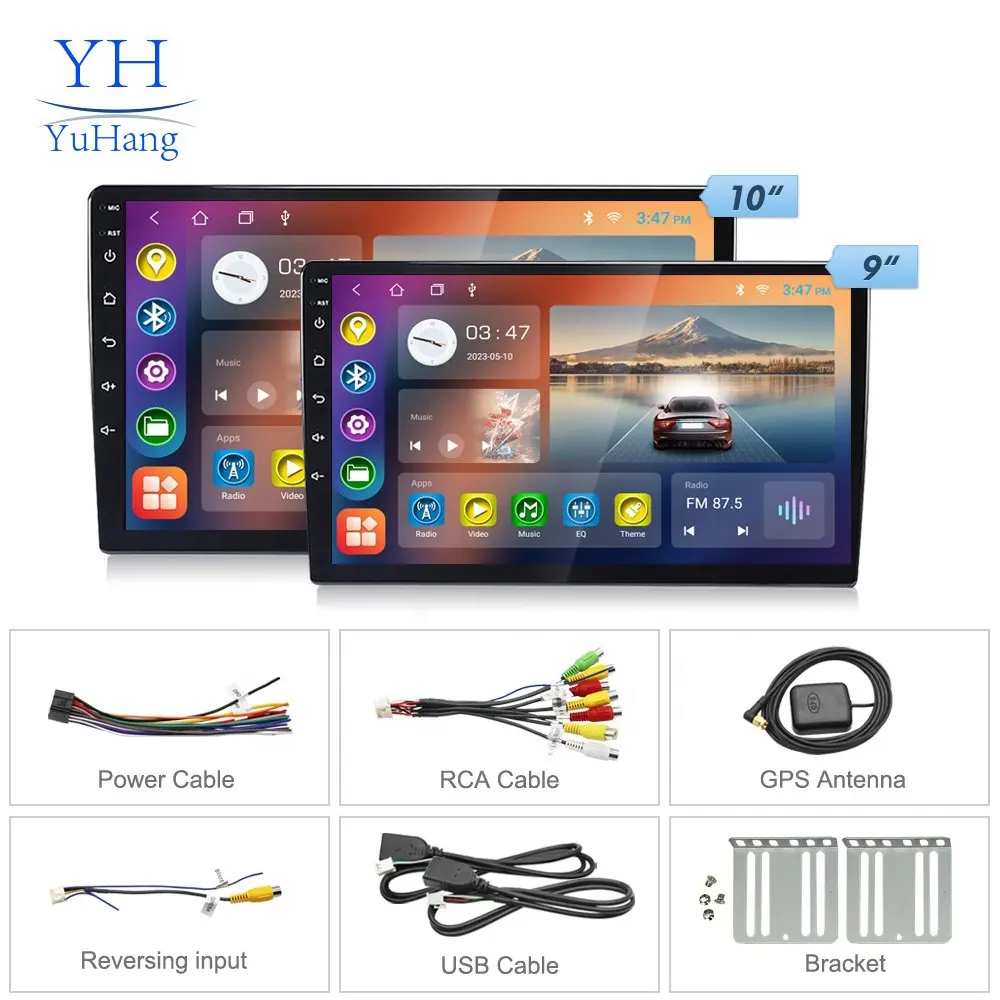 YuHang 9/10.1 polegada TS7 Android Car DVD Pagador Double Din Fabricante Oem Universal 2 + 32Gb Carplay Car Tela Android
