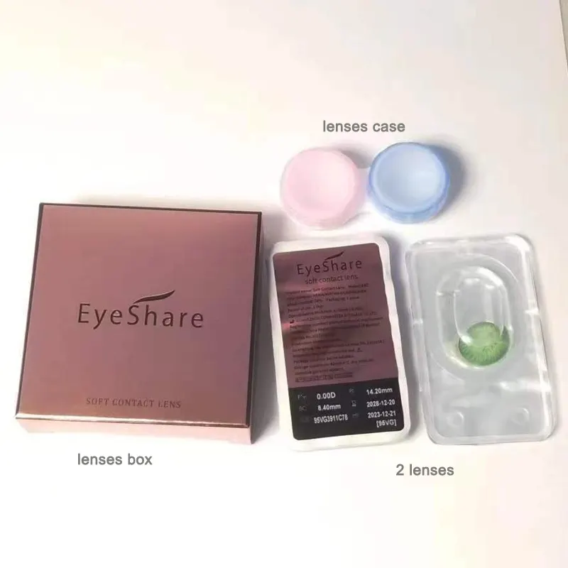 Eyeshare Lentes de olho personalizadas, caixa de embalagem com desenho livre, lentes de contato coloridas, atacado, lentes de marca pessoal, caixa de papel de contato