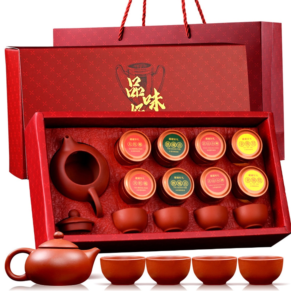 Coffret cadeau de thé traditionnel chinois en gros avec théière et logo personnalisé
