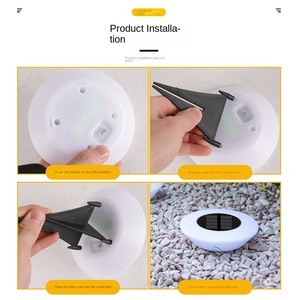 Bahçe zemin güneş ışıkları 14 LED yuvarlak ABS beyaz/sıcak IP65 su geçirmez Polysilicon mahkemesi bahçe dekorasyonu bahis lambaları