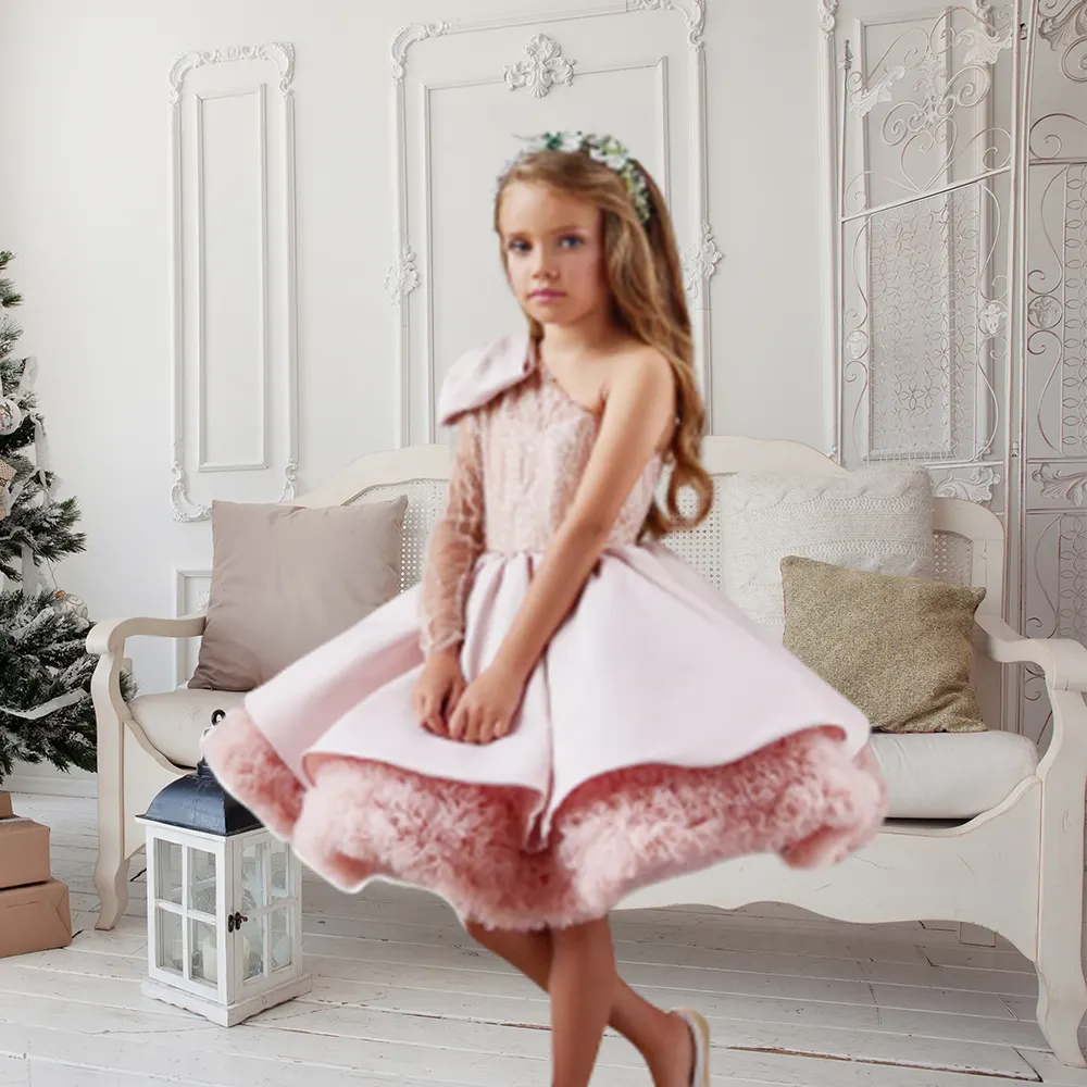 Vestido de fiesta para niña de 2 ~ 12 años, para niños para el último diseño Navidad, diseños de vestido de bebé de encaje para fiesta de invierno, ropa para niños