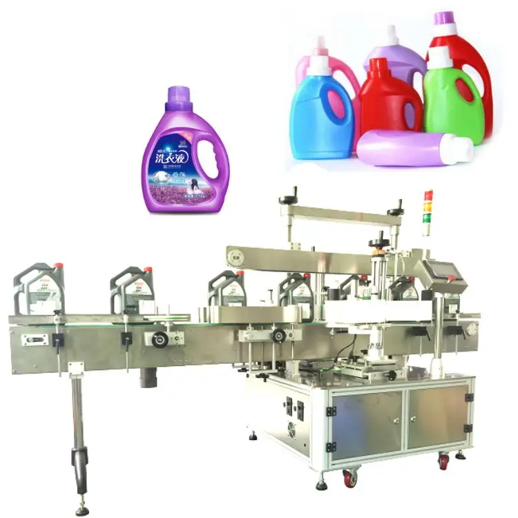 5L liquid filling capping and labeling machines , 1 gallon jug feeder filler capper labeler