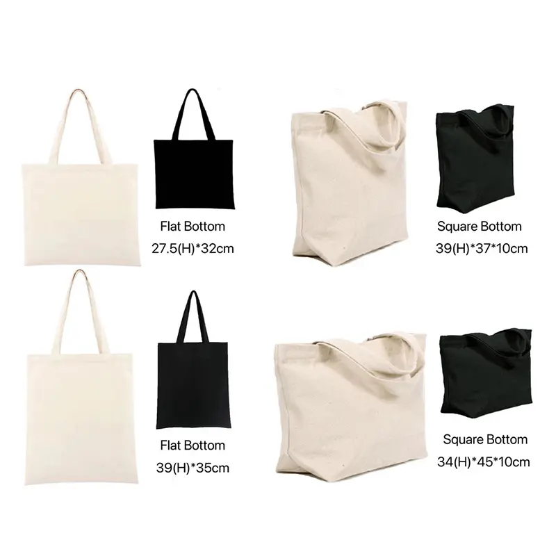 Çevre dostu kremsi bej siyah boş kullanımlık kadınlar için Logo ile pamuklu alışveriş çantası tuval düz Tote çanta omuz bakkal