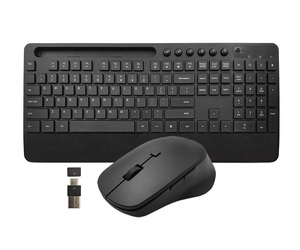 Teclado ergonómico de ordenador de tamaño completo, con reposamuñecas, soporte para teléfono y tableta, 2,4G, USB tipo C, teclado inalámbrico