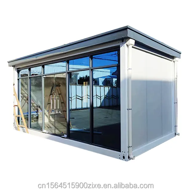 Casa container di lusso piccola casa con parete in vetro casa da costruzione portatile