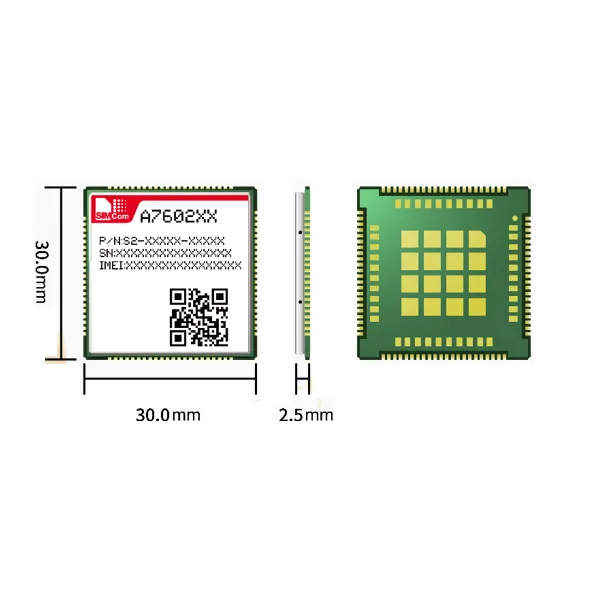 SIMCOM A7602E LTE Cat 1 module which supports wireless communication modes of LTE-FDD/GSM/GPRS/EDGE