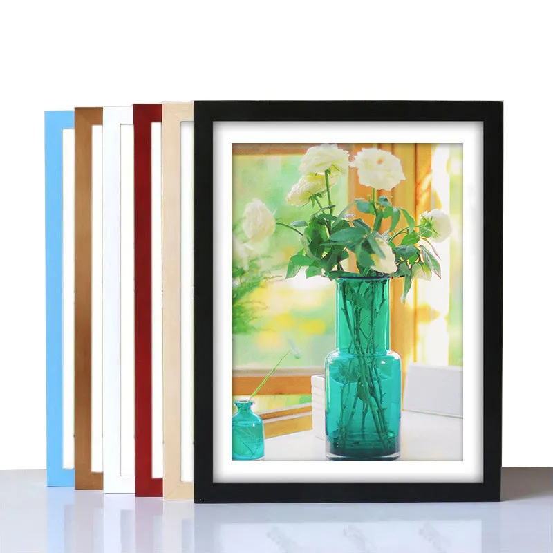 Venta al por mayor de marco de fotos de madera maciza multicolor para la pared creativa para la decoración del hogar