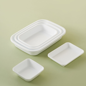 多功能烹饪托盘白色食品级塑料餐盘可重复使用的可堆叠方形矩形盘套装派对3145 - Product Image 6