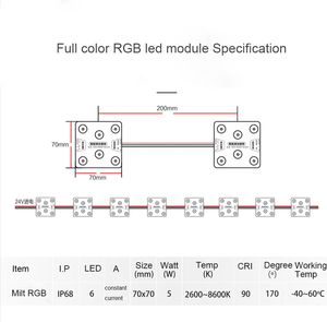 โมดูล LED RGB สีเต็มรูปแบบกลางแจ้งพร้อม IC DC24V 3.5w ความสว่างสูงกันน้ํา IP68 สําหรับกล่องไฟเพดาน