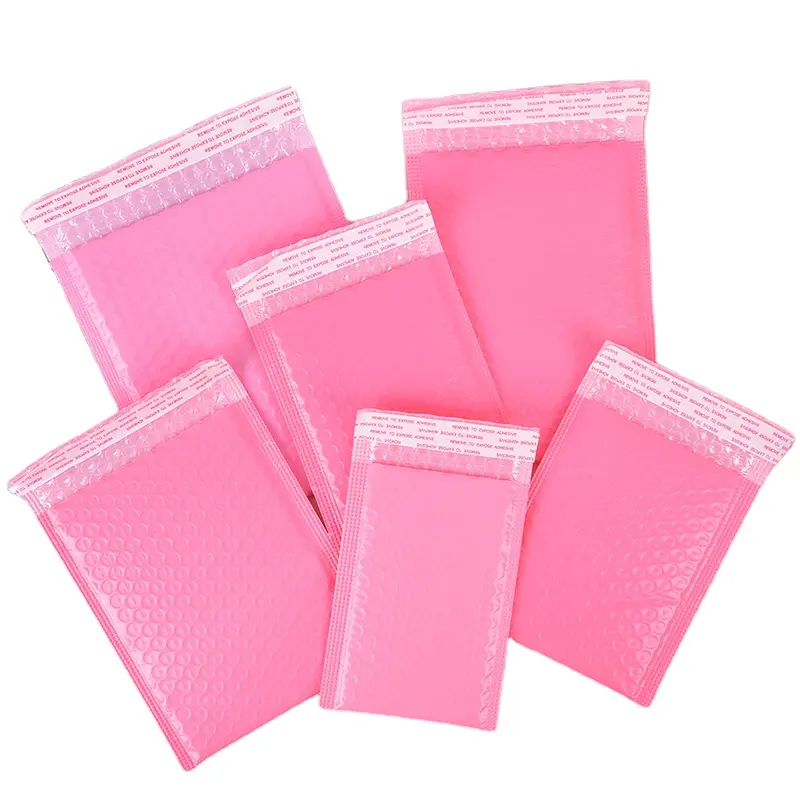 Logo personalizzato stampato Poly Mailer Bags imbottito spedizione imballaggio Pearl Film pink Bubble Mailer