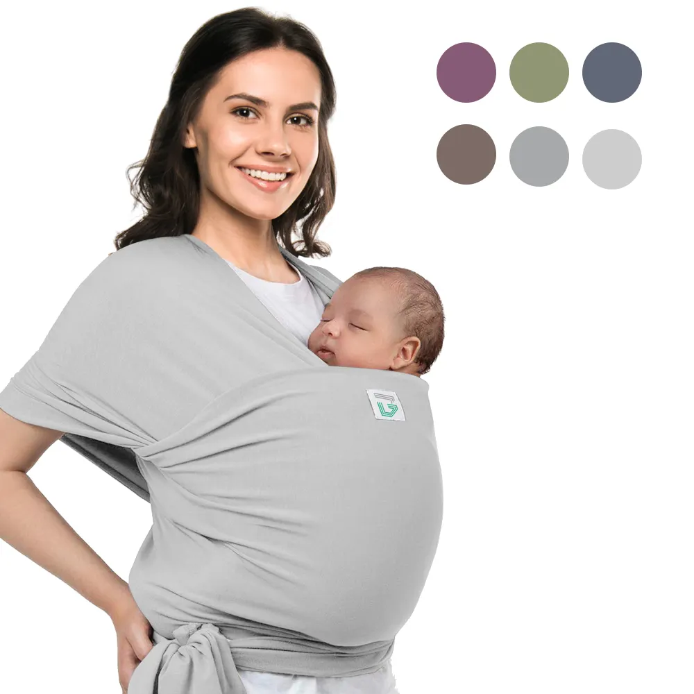 Respirável conversível versátil elástico ergonômico orgânico bebê wrap carrier sling urdidura híbrido ajustável recém-nascido
