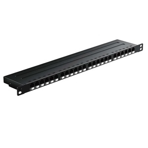 Enmane 0.5U 24 Port PoE Rated Ultra Thin Shielded Multi Meadia <strong>Patch</strong> <strong>Panel</strong> <strong>With</strong> Dust Proof Cover - Product Image 1
