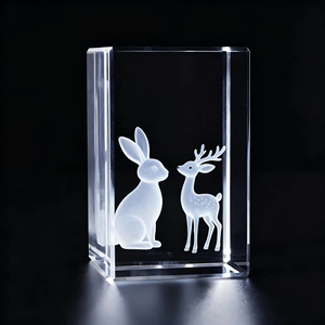 Hbl K5 Tinh thể thủy tinh Cube tùy chỉnh ảnh <span class=keywords><strong>3D</strong></span> khắc laser trống khung ảnh pha lê Cube cho món quà lưu niệm - Product Image 4