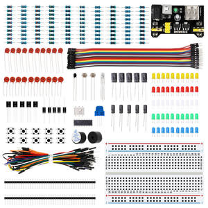 <strong>Basic</strong> Electronics Component Kit With Breadboard Cable Resistor Capacitor Led Potentiometer Modules For Diy Arduino Kit