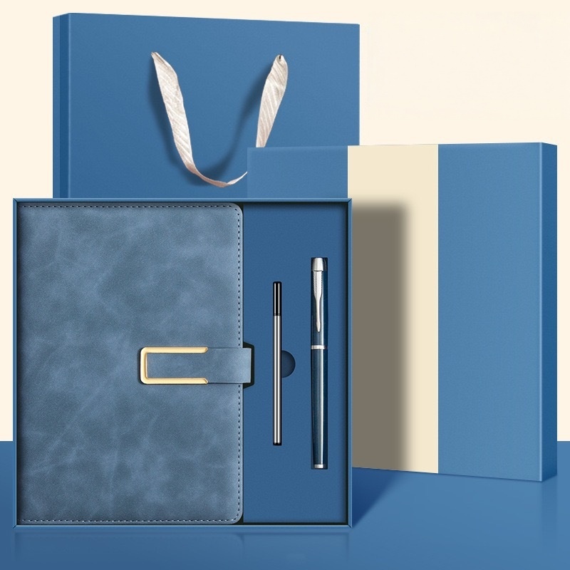 Haze Blue + stylo en métal + noyau de stylo + sac cadeau