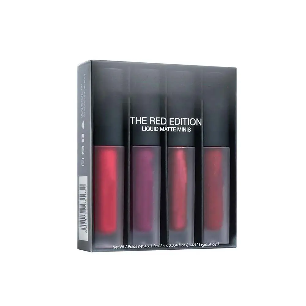 Penjualan terlaris 4 dalam 1 Set Lip Gloss cair Matte Mini edisi telanjang merah muda coklat
