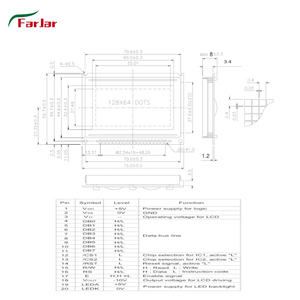 Modulo 12864 75*52.7mm 20 Pin interfaccia, schermo Lcd grafico da 2.7 pollici - Product Image 3