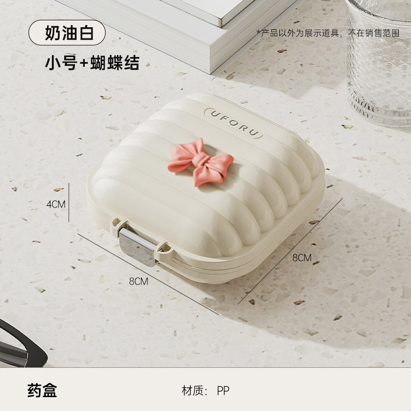 Small - Cream White Bow