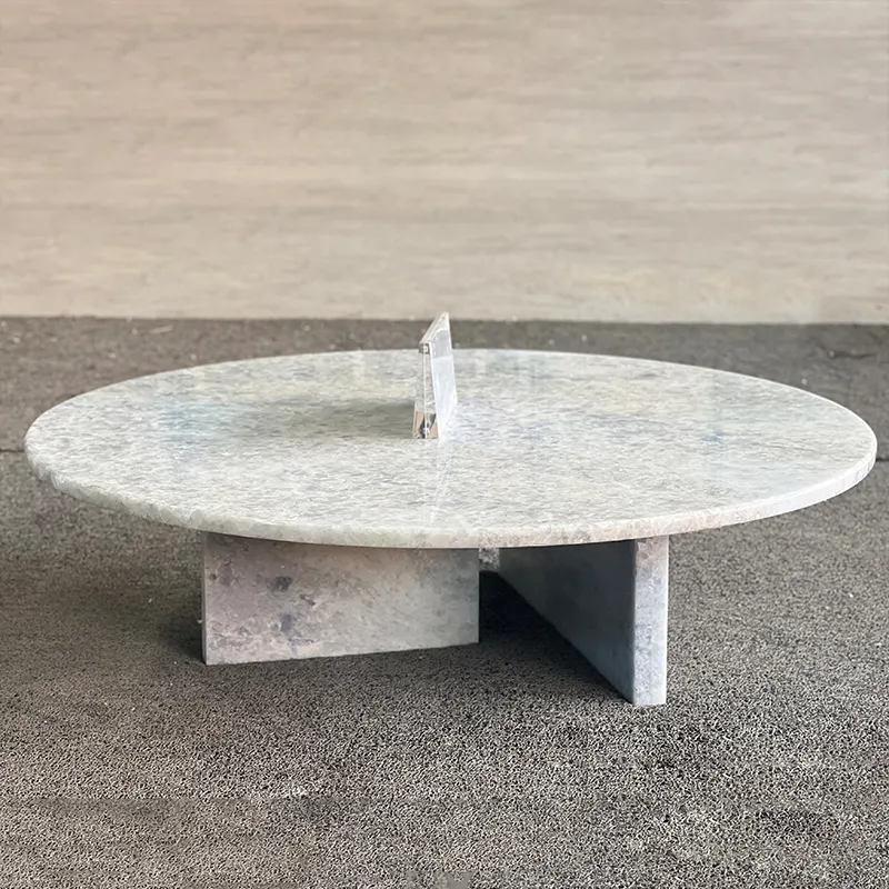 미래 돌 가구 티 테이블 낮은 주각 대리석 거실 럭셔리 자연 맞춤형 라운드 블루 대리석 커피 테이블