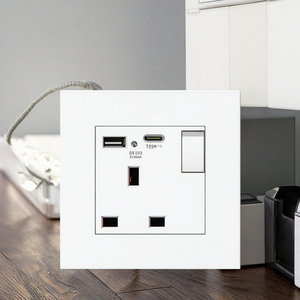 Delviz 13A英国标准电源插座、开关控制、5v 2100mA接口输出、2A USB端口C型壁式电动单插座 - Product Image 4