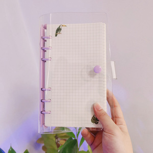 Copertina del raccoglitore del diario Macaron raccoglitori ad anelli Color caramella guscio del taccuino in Pvc con chiusura a bottone a pressione custodia a fogli mobili a 6 anelli
