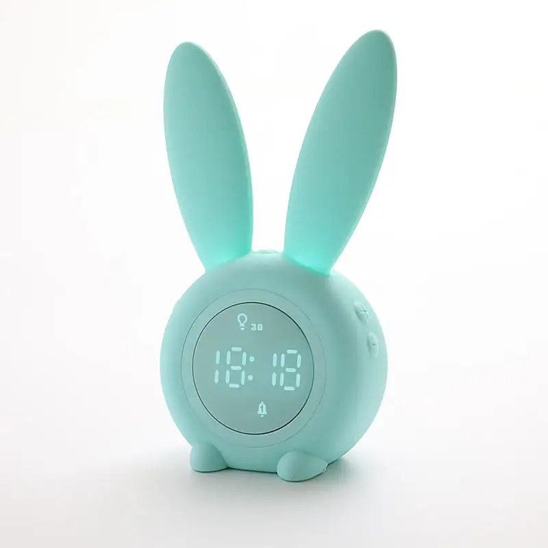Avec fonction d'éclairage de nuit LED Horloges murales de table Portable Cute Rabbit Shape Digital Alarm Clock Lamp For Home Decoration