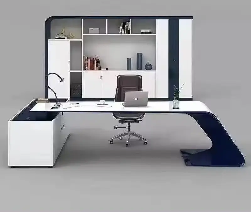 लक्जरी फर्नीचर कार्यकारी चमड़ा डेस्क बॉस डेस्क एल आकार निदेशक कार्यालय फर्नीचर आधुनिक डिजाइन