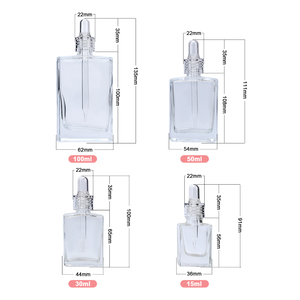 <strong>New</strong> Trends Wholesale 15ml 30ml 50ml 100ml Cosmetic Package <strong>Square</strong> <strong>Shape</strong> Clear Serum Essential Oil Glass Dropper <strong>Bottle</strong> - Product Image 6