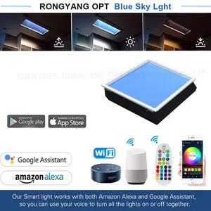 Smart Home Bedroom Artificial Skylight Led Ceiling Virtual Tuya Alexa <strong>System</strong> <strong>Embedded</strong> square Blue Sky Light - Product Image 2