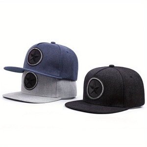 Wholesale Custom High Quality Men Flat Brim <strong>Caps</strong> Street Embroidery Pattern Star Hip Hop Sun Shade Baseball <strong>Caps</strong> Snapback <strong>Cap</strong> - Product Image 1