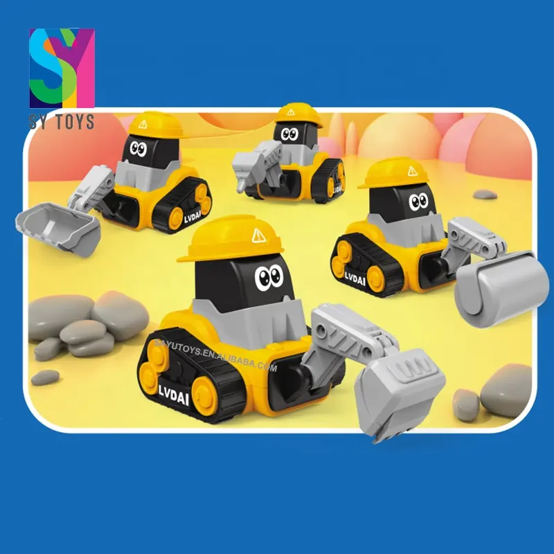 Juguete de coche de dibujos animados SY New Kids Engineering Truck slide Press and go