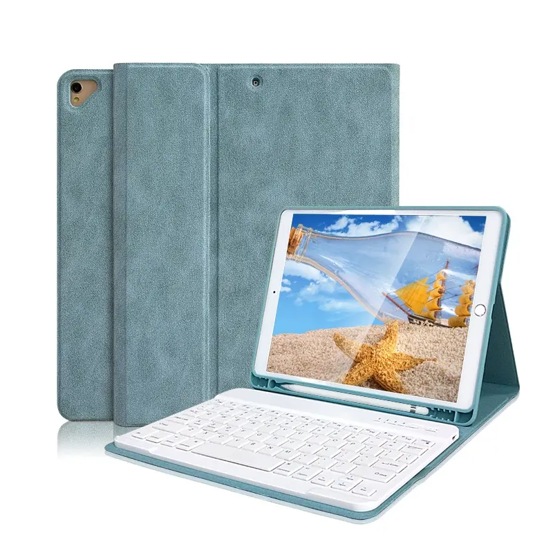 Casing Cerdas Apple iPad 10.2, Sarung HP Keyboard BT Portabel 8 Ramping dengan Pemegang Pena untuk iPad 7/8th Gen dengan