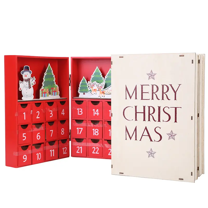 Navidad personalizado escritorio vacío Reno Navidad cuenta regresiva fidget juguete madera CALENDARIO DE Adviento libro cajón cajas Decoración