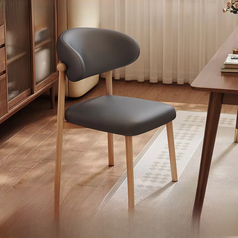 Pieds de chaise en cuir gris foncé épaissi