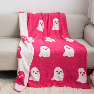 Jakarlı örgü mevsimsel yortusu desenleri ile rahat % 100% Polyester boy battaniye atmak dekoratif atmak battaniye düşmek