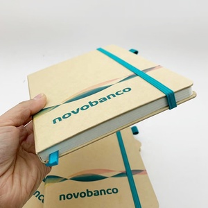 Cuaderno de notas A5 A6 con logotipo personalizado, cuaderno de diario de tapa dura de lino y papel impreso personalizado con correa elástica y lazo para bolígrafo - Product Image 4
