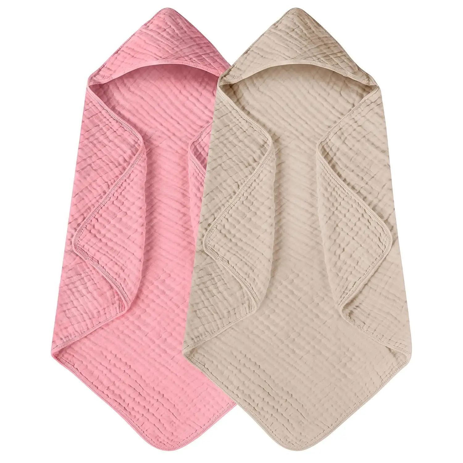 Personalizado de lujo de bambú suave 100% muselina Swaddle Manta de algodón con capucha baño toallas de bebé