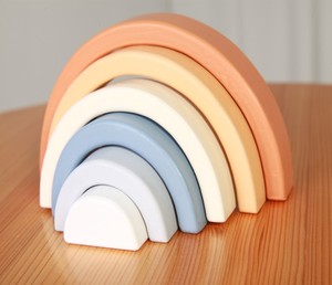 Cheap Price Children Educational <strong>Rainbow</strong> Stacking Toy Baby Wooden <strong>Rainbow</strong> Stacking Blocks Tower - Product Image 2