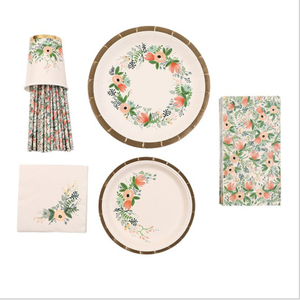 批发条纹装饰吸管金属金纸吸管一次性纸质餐具套装 - Product Image 1