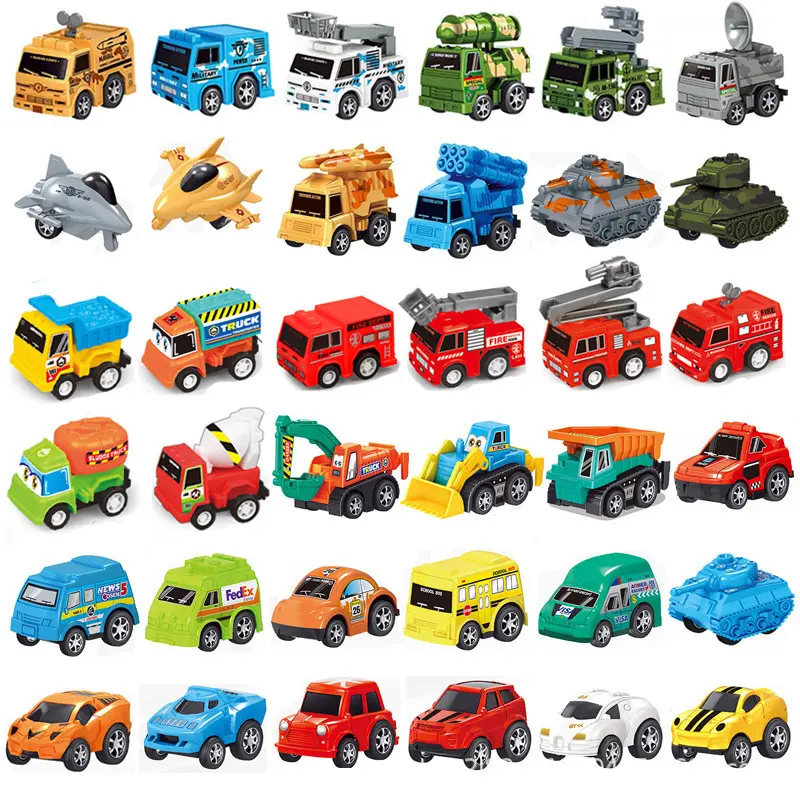 Coche de juguete pequeño de plástico con dibujos animados para niños, Mini coche de fuerza inercial de retorno para regalo, venta al por mayor de fábrica