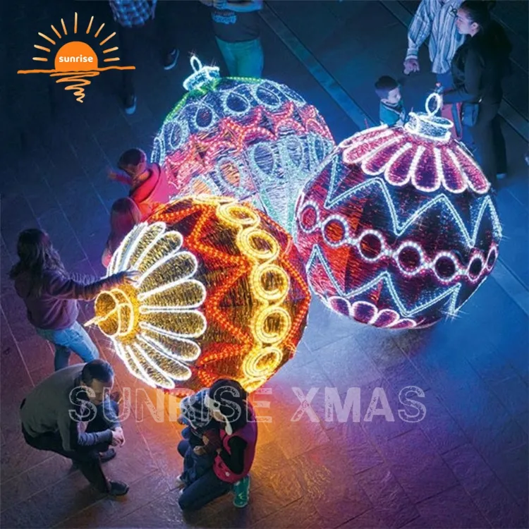 1,5 м 5 футов 3D большой гигантский светодиодный Рождественский шар Рождественский уличный декоративный светильник