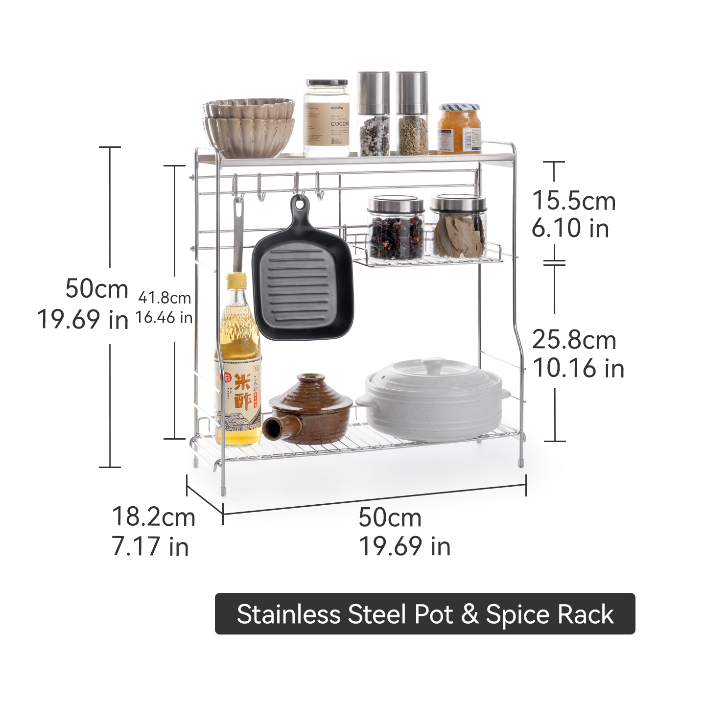Stainless Steel Pot&Spice Rack