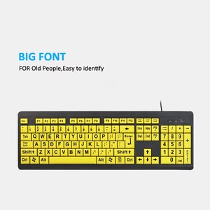 Eyboard Ired omararararge int RINT omomputer eyeyboard para SERS ow ision SERS iigh ontrast 104 Keys etters para Old - Product Image 4