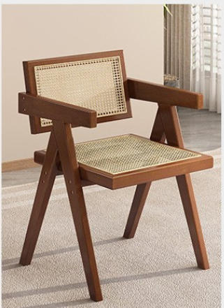 walnut-colored rattan weaving
